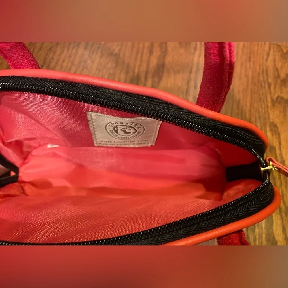 Spartina 449 Purse Cosmetic Bag Mini Bowler Beige/Black/Pink Linen/Leather
